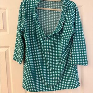 Teal Checkered Women's Blouse
